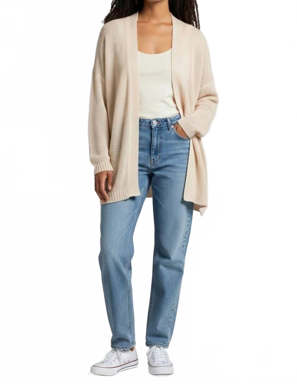 NEW ELAN camel rock & love cardigan in cream
